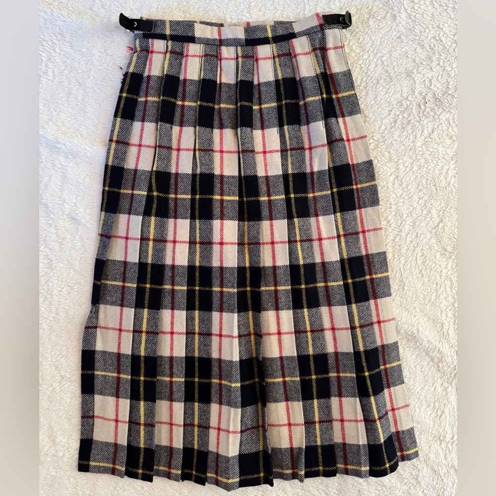 Cobra Kilt vintage tartan plaid wrap kilt midi skirt pinned EVC size XS - Picture 2 of 10